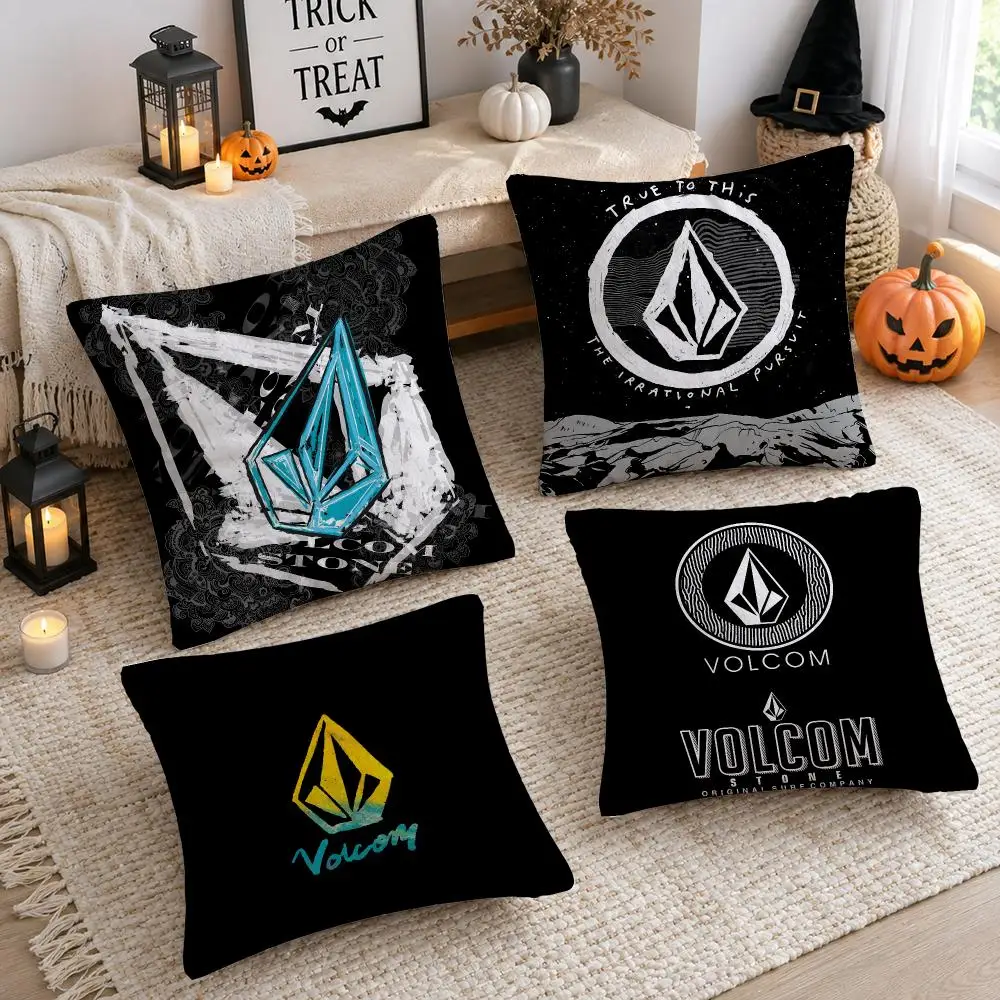Fashion V-VolcomS LOGO Cushion Cover Plush Decorative Pillow Case With Hidden Zipper Cutecore Room Decor For Home