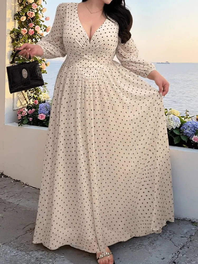 

Платья больших размеров L-4XL для женщин: весенне-летние повседневные платья макси с длинным рукавом в уличном стиле, размеры 3XL, 4XL, оверсайз