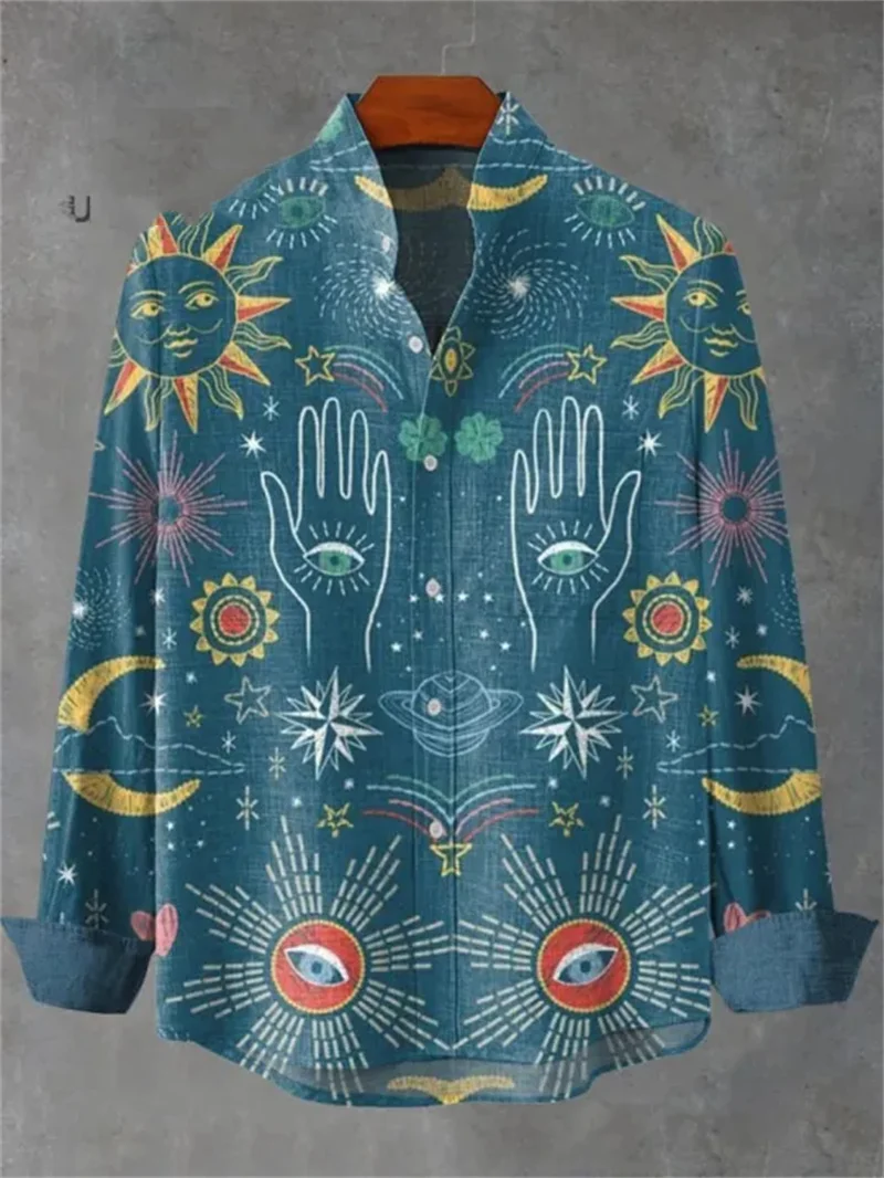 

2025 Art Printed Men's Shirt Long Sleeve Loose Casual Shirt High Quality Business and Social Men's Clothing