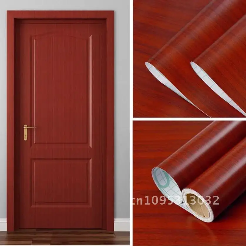 Self Adhesive Wood Grain Wallpaper Door Furniture Wardrobe Cabinet and Sticker PVC Renovation Stick Home Waterproof Decor Peel