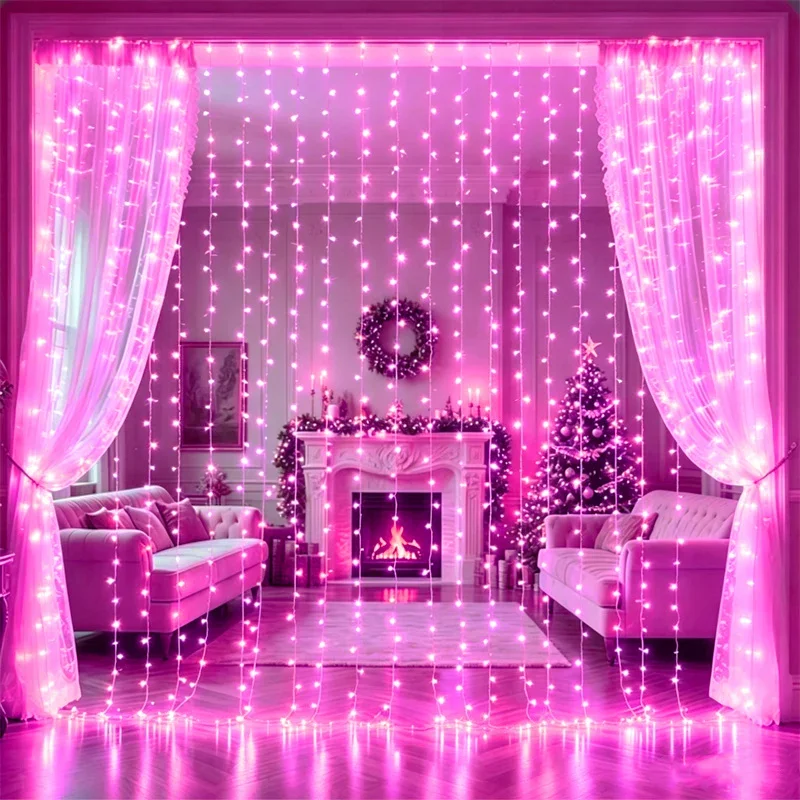 LED Curtain Lights String Valentine's Day Fairy Lights USB Plug 8 Modes Christmas Halloween Party Room Garden Wedding Decoration