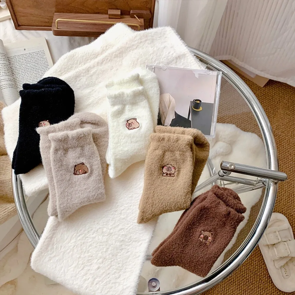 New Capybara Winter Socks Thick Thermal Mid Socks Antiskid Warm Floor Sleep Sock Autumn Winter