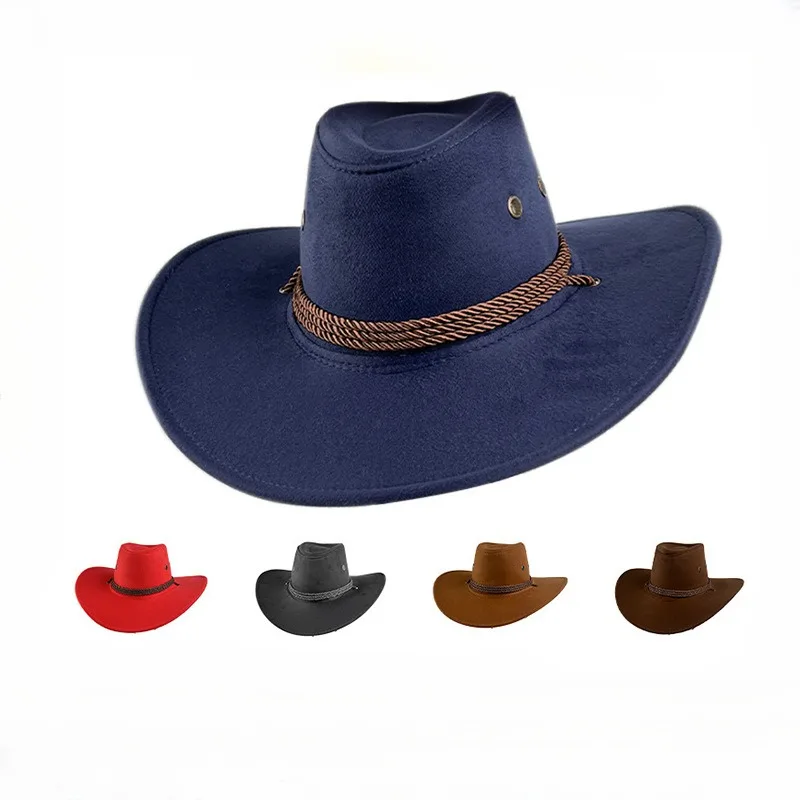 Color Men Western Cowboy Hat Big-edge Gentleman Cowgirl Jazz Gifts West Cowboy Hat For Men Color Mongolian Caps