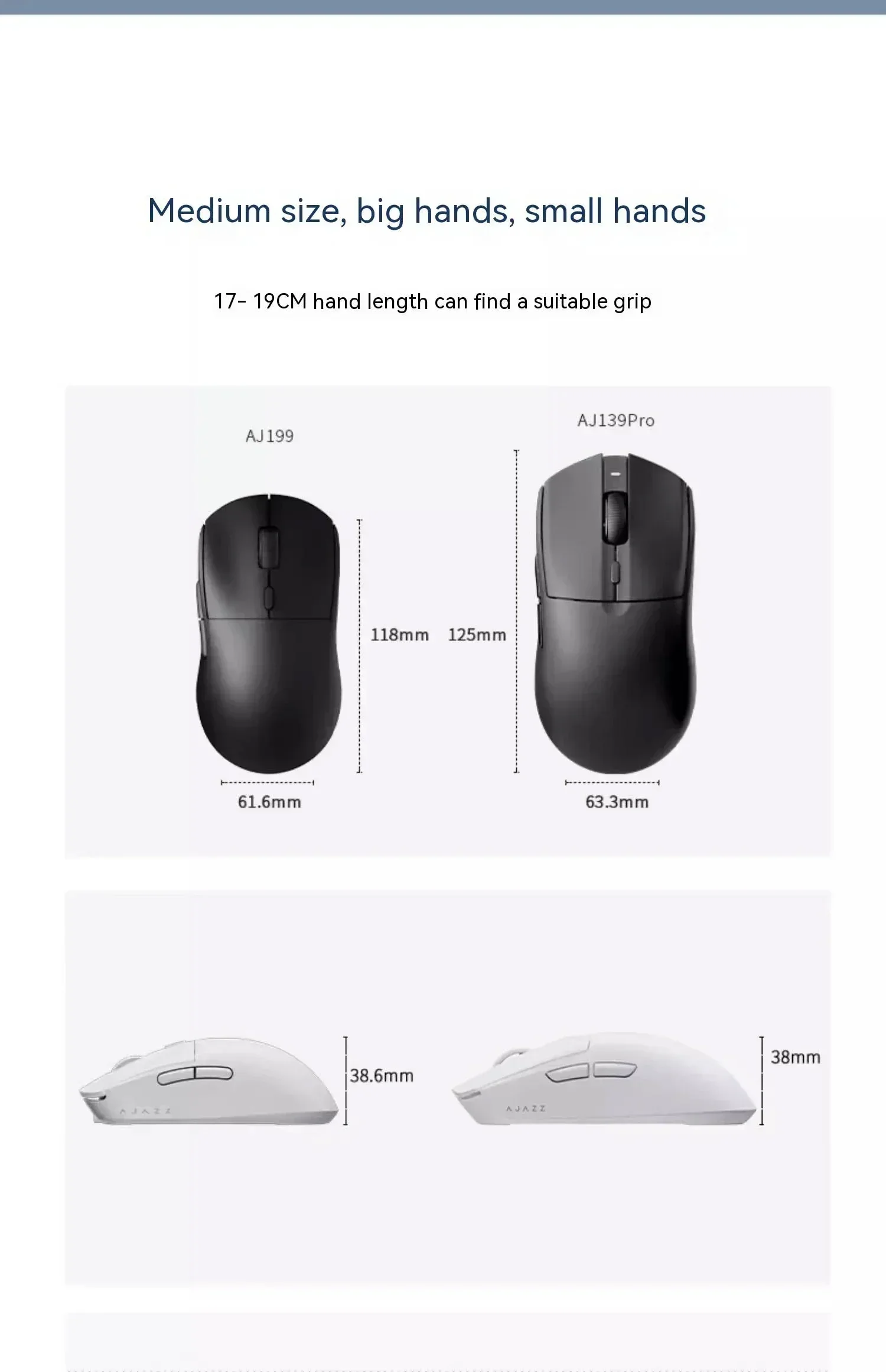 Imagem -06 - Ajazz Mouse Ergonômico sem Fio para Jogos Sensor 4k Paw3395 Nordic 52840 Leve Pro Acessórios para pc Gamer Aj139