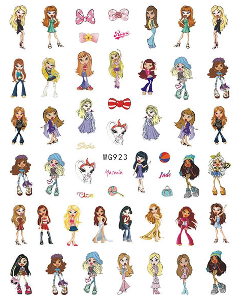 3D Cartoon Girl Series Nail Decals Adhesive Stickers Nail Art Supplies Disney Anime Nail Stickers Nail Decorations Press on Nail