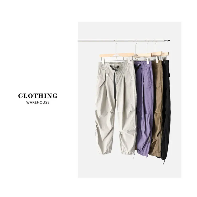 

Spring Autumn New Men's Workwear Trousers High Waist Straight Leg Cuffed Pants Folded Design Mountain Series Casual Trousers