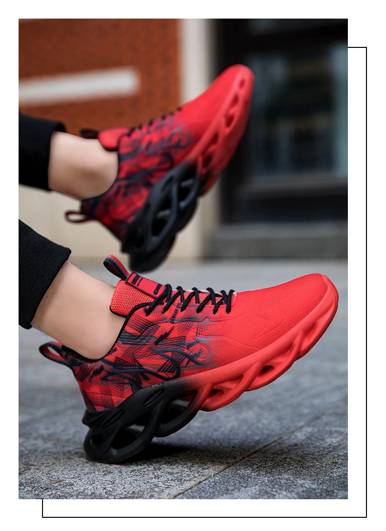 Atmungsaktive Laufschuhe für Herren, modische Sneaker mit Farbverlauf und spezieller Sohle, leichte, stoßdämpfende Sportschuhe mit Schnürung. – Detail 15