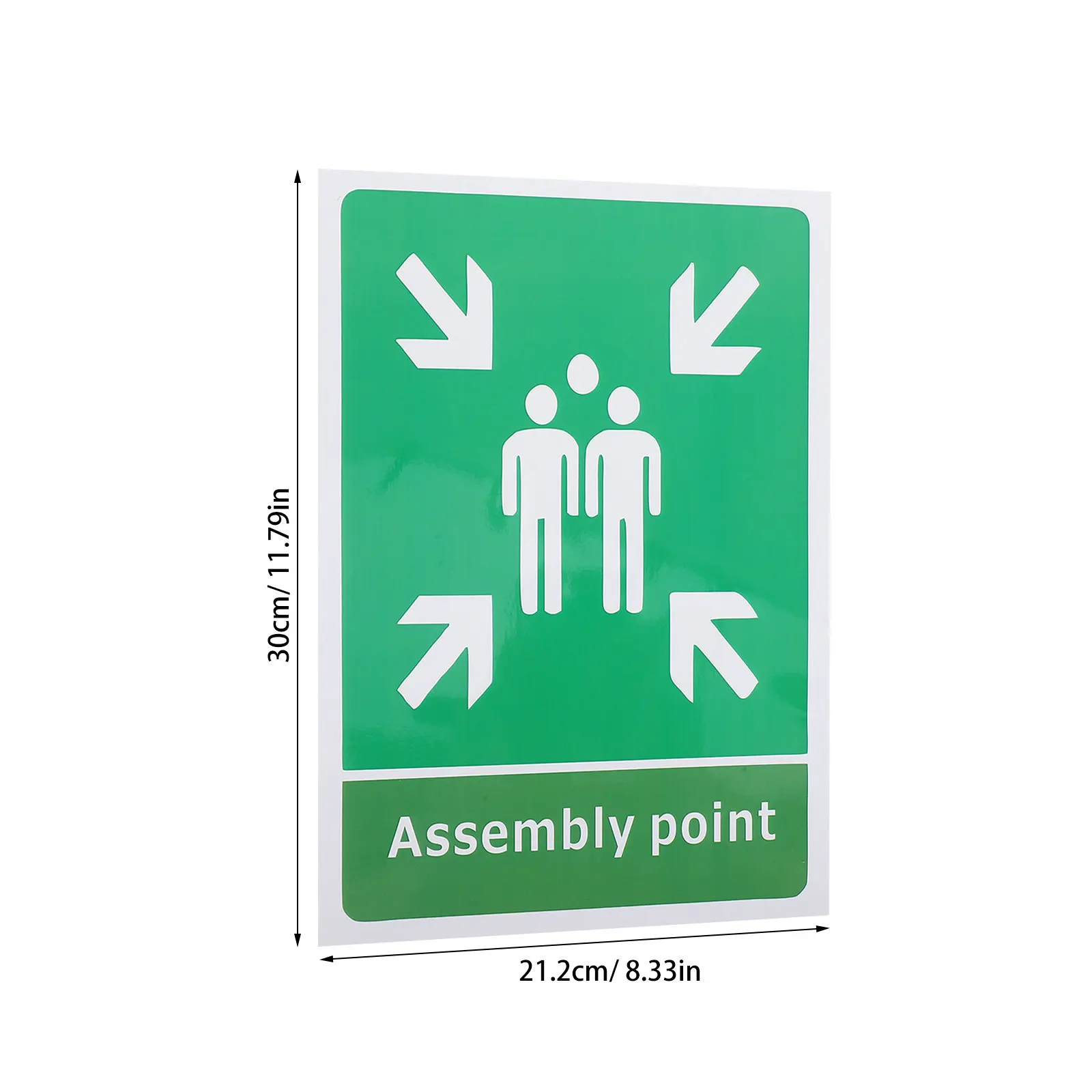 5Pcs Emergency Evacuation Assembly Point PVC Self Adhesive Safety Sign High Visibility Sticker for Offices Schools Malls