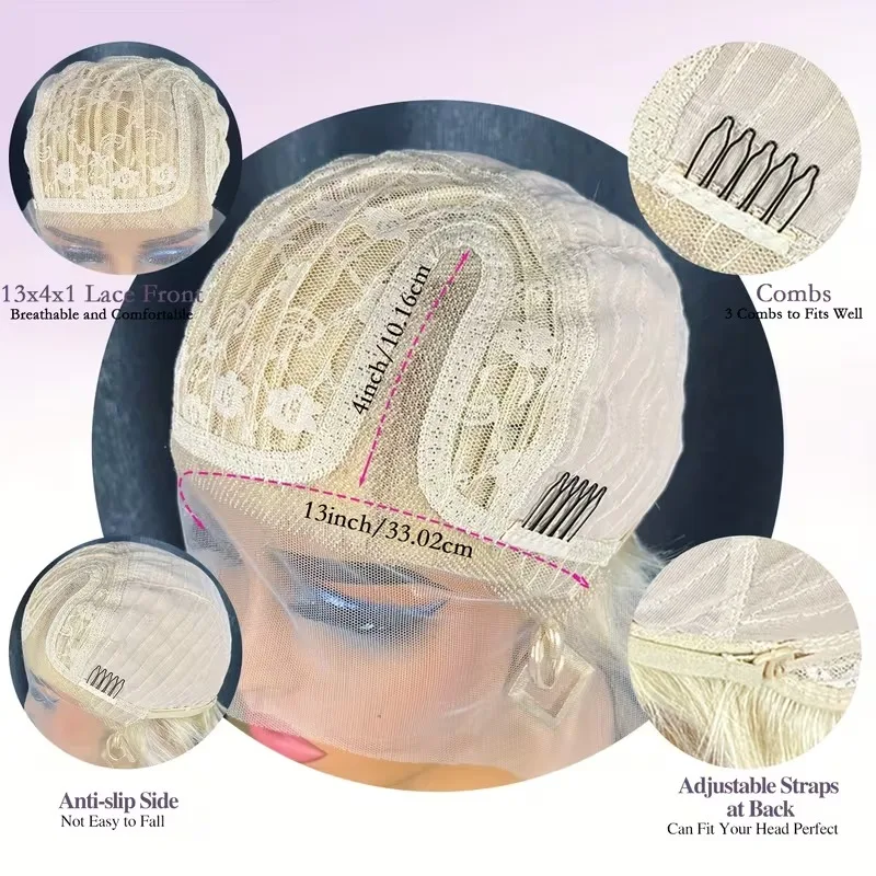 6 بوصة قصيرة عابث الباروكات الشعر البشري 100% الطبيعية واقعية متشابكة الحرة 13x4x1 الدانتيل الجبهة الأسود غلويليس شعر مستعار للنساء ارتداء اليومي