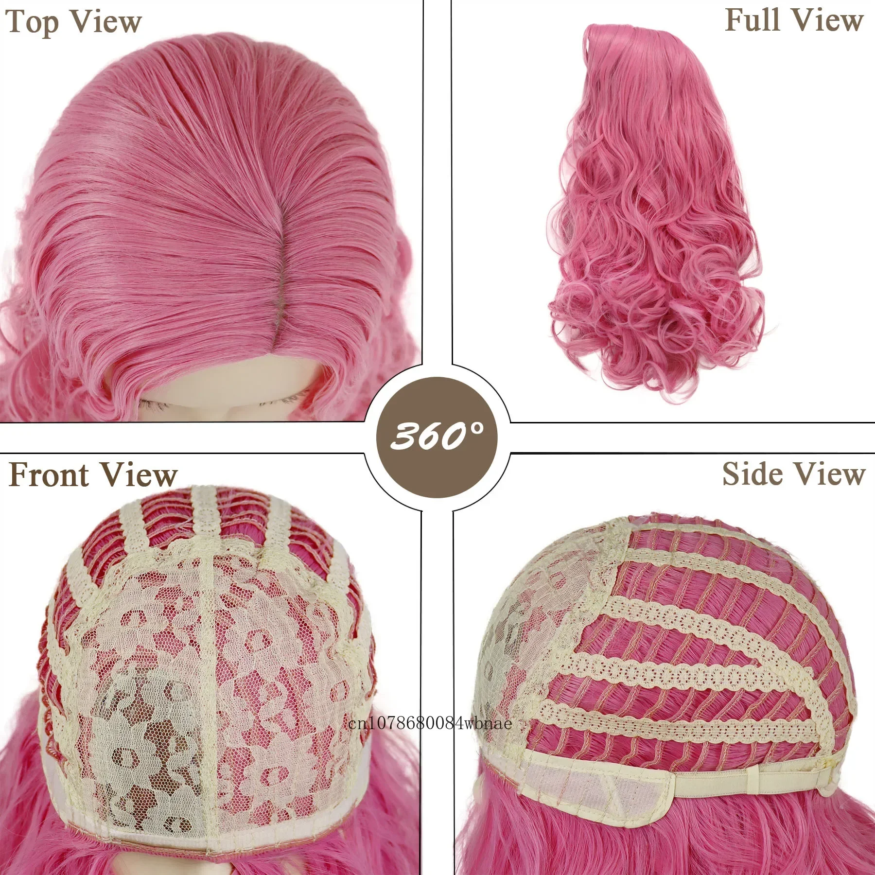 Schattige Prinses Roze Pruiken Synthetische Lange Golvende Pruik voor Vrouwen Meisjes Past Alle Film Cosplay Dress Up Party Gebruik Halloween Kostuum Pruik