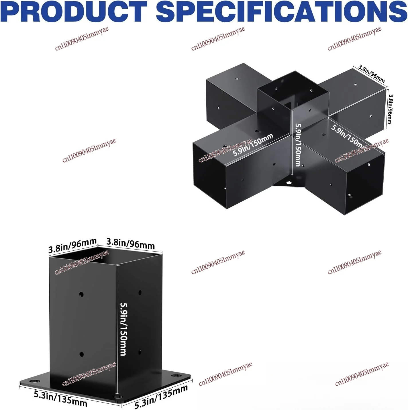 Pergola Bracket Set Three-way Right-angle Bracket Rear Seat Kit Wooden Beam Pavilion Patio Wooden House