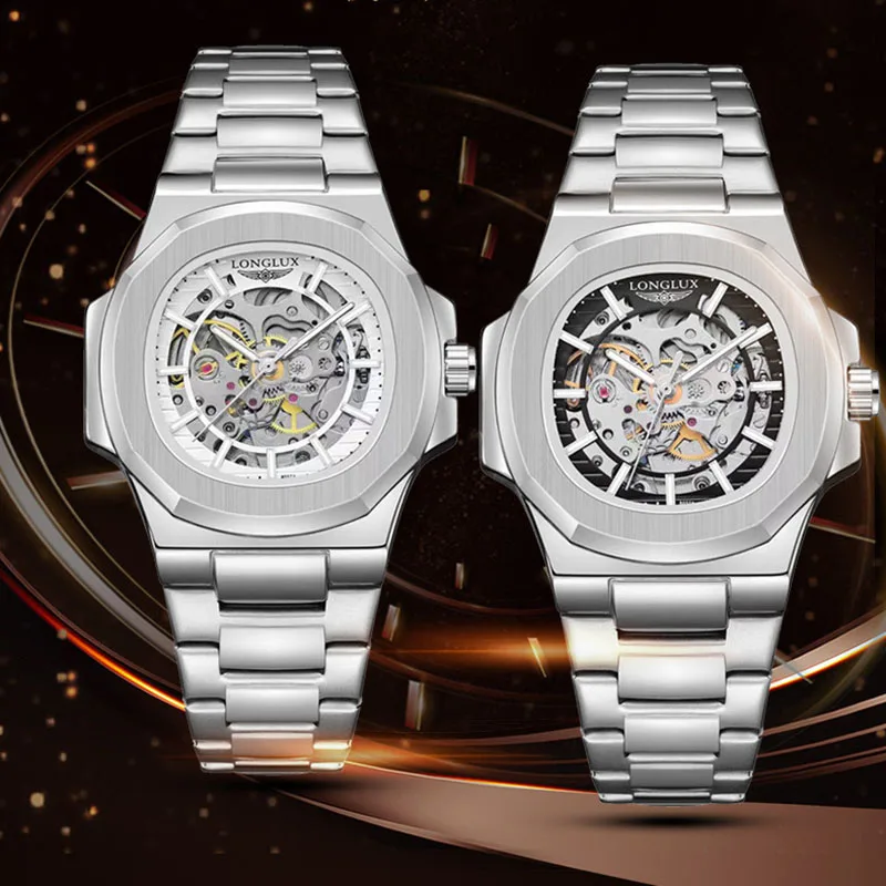 Mens Brand Mechanical Watch Fashion Luxury Stainless Steel Wristwatch Men Sport Waterproof Automatic Business for men Gift Clock