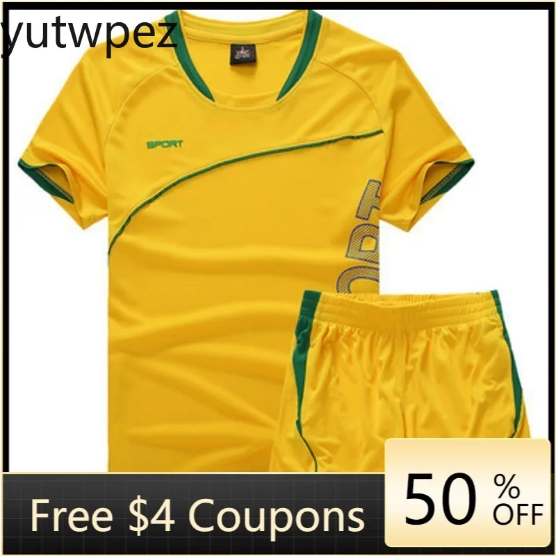 Mens Fitness Tracksuit Set Summer Casual Sporting Male Quick-Drying Short-Sleeved Tops+Shorts Sweatsuit 2 Piece Set Track Suit
