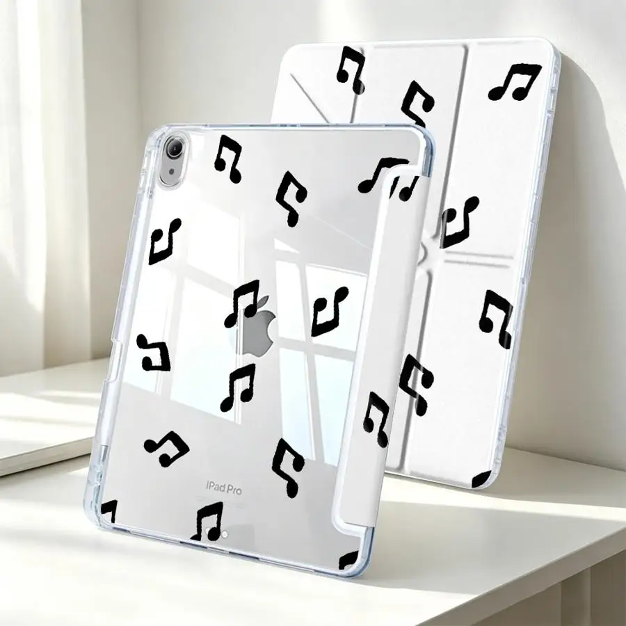 Music Notes With Pen Slot Cover Tablet Case For iPad Pro 13 2025 2026 10th Gen Air 8 M2 M3 3 12th Mini 7 6 5 9th 11th