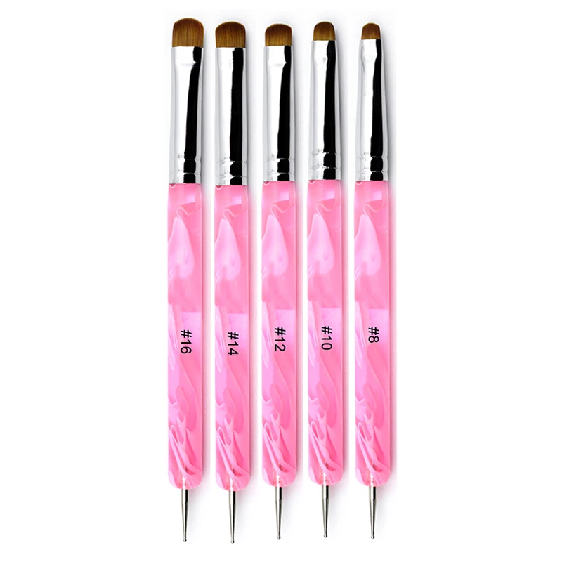 

5pcs French Nail Art Brush Dual End Nail Art Dotting Pen Acrylic Drawing Rhinestone Gel Painting Manicure Tool 8-16