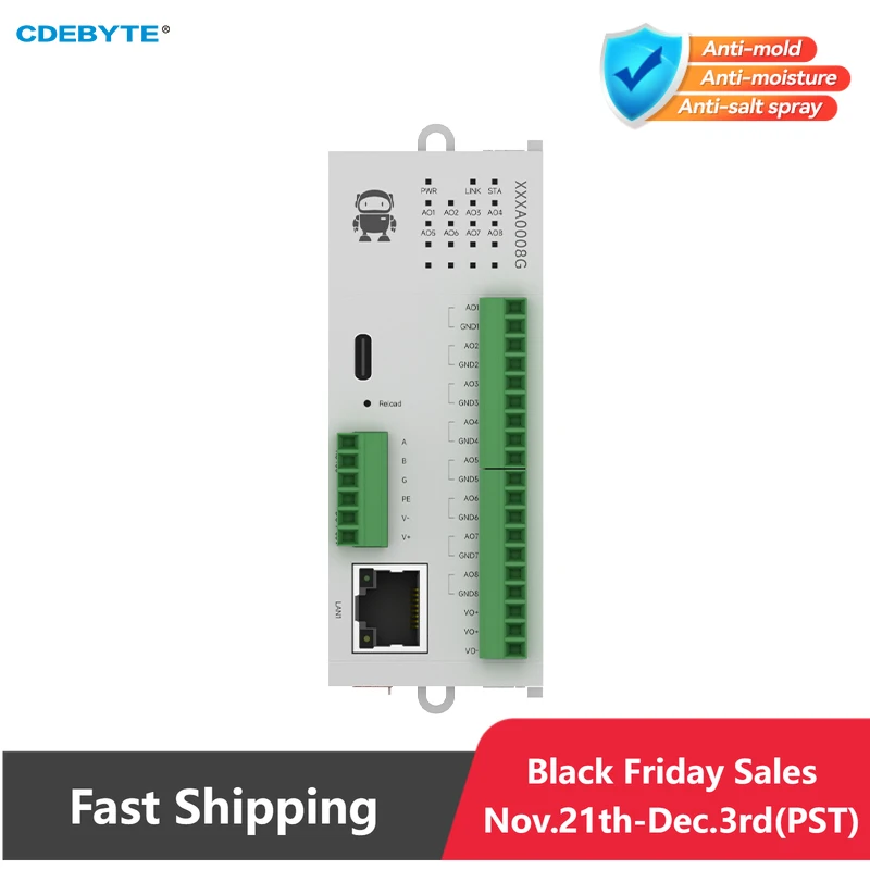 8ao-distributed-remote-io-module-host-module-cdebyte-m31-xxxa0008g-modbus-tcp-rtu-analog-switch-acquisition-led-indicator