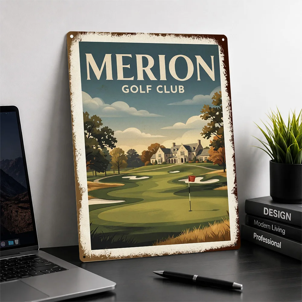Merion Golf Club Aluminum Poster Customized Metal Sign Vintage Scenic Fairway Portrait Wall Art A Distinctive Gift For Golfers
