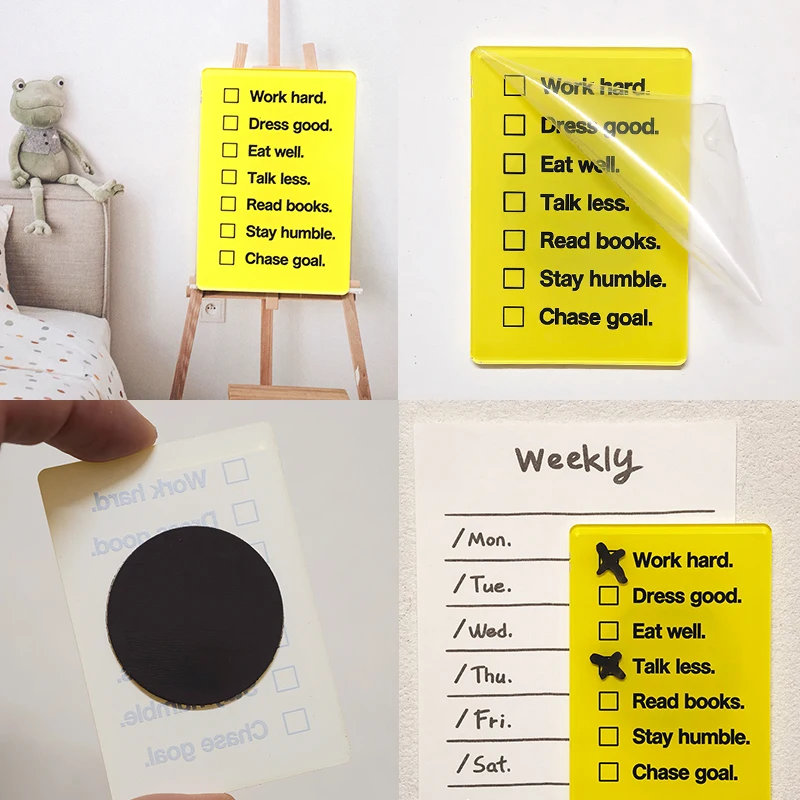Dry Erase Quote Fridge Magnet Acrylic Daily Checklist 4x6 cm Reusable Refrigerator Magnet Motivational To Do List Office Decor