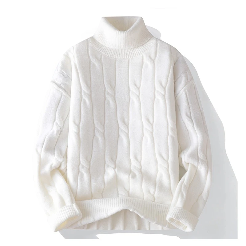 Jesienno-zimowy gruby sweter vintage damski, pulowery z długim rękawem, dopasowane dzianinowe miękkie swetry, streetwearowy golf.