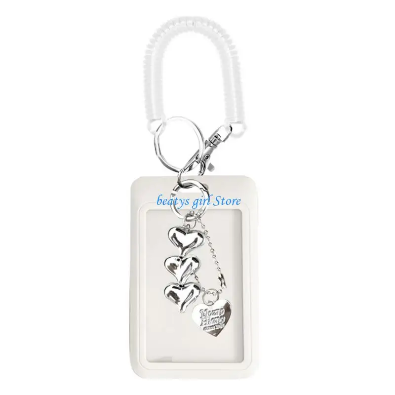 C7AB Card Case Clear Plastic Card Cover With Keyring Attachment For Students School