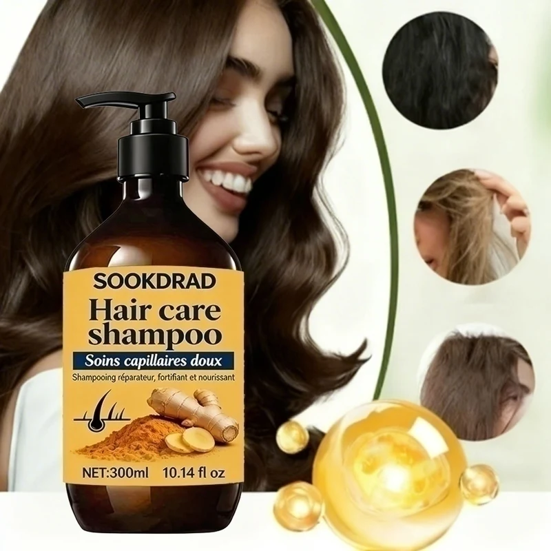 

Natural Ginger Extract Hair Shampoo, Fortify Scalp, Smooth Texture, For Damaged Hair, 300ml