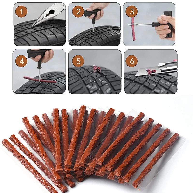 10pcs Car Tire Plug Puncture Strings Seals Strips Tyre Stickiness Repair Tools