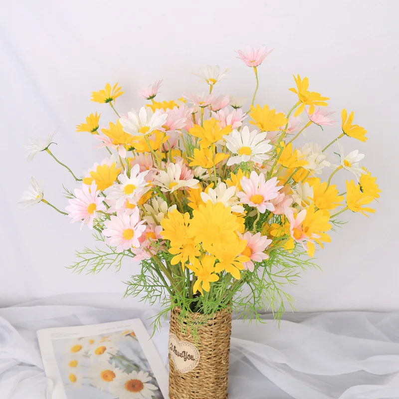 

5 PCS Artificial Daisy Gerbera Flower Fake Chamomile Flower Wedding Home Arrangement Party Decoration