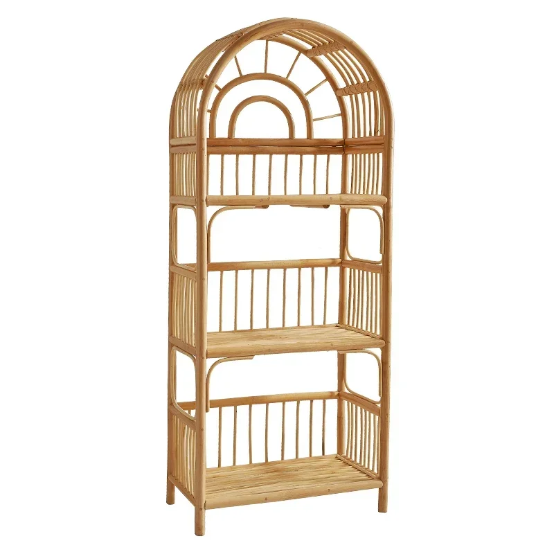 Bohemian rattan bookshelf rattan art floor storage shoe rack Japanese storage