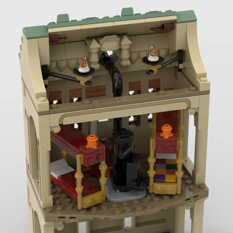 MOC Pokój Potrzebny Architektura Biuro Akademik Modułowy Zamek - Dom Kuchnia Biblioteka Model Klocki Kolekcja Zabawek