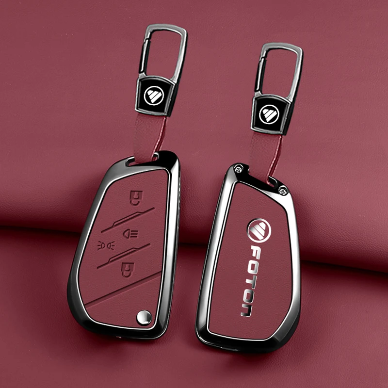 For Foton Ouman Galaxy 7 Galaxy 9 Heavy Truck Truck Ouman Galaxy 5/3 Zinc Alloy Leather Remote Control Car Key Case Accessories
