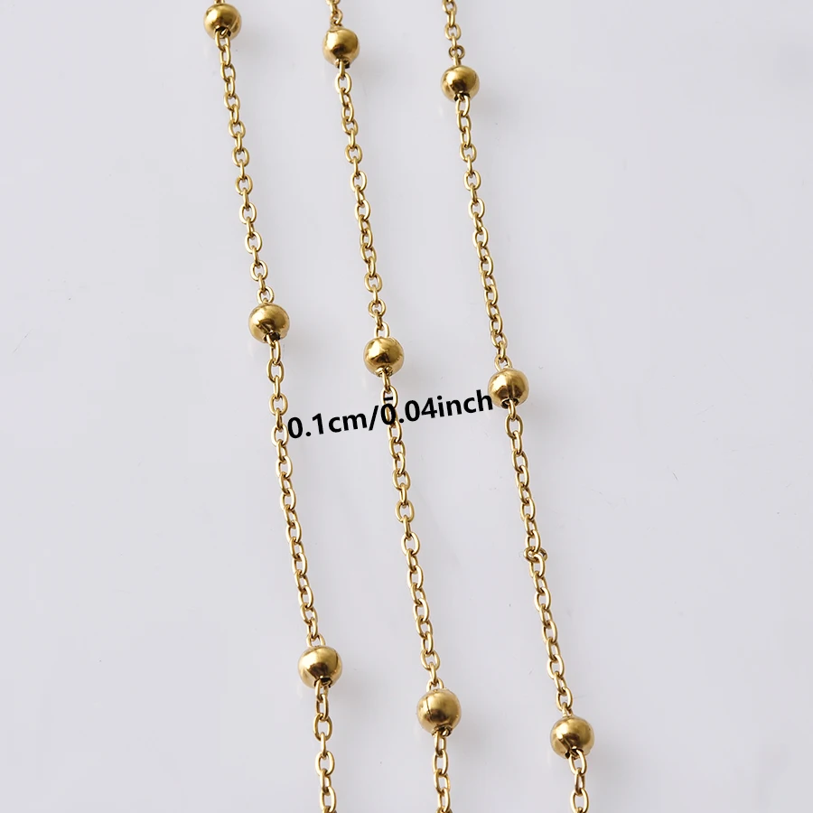 Modische Edelstahl-Kugelketten-Halsketten in Längen von 45/50/60/70/80/90 cm für Damen und Herren, Accessoires, schlichter Schmuck, DIY-Charm-Geschenk – Detail 5