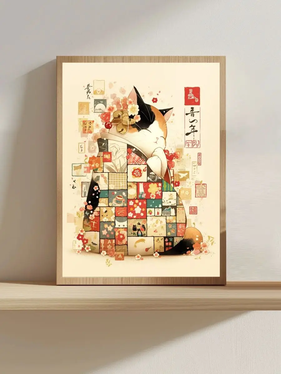 1 Stück 30x40 cm/11,8*15,74 Zoll Japanische Katze in Meditationsposition, gesticktes Kreuzstich-Set, DIY-Set 11CT/14CT, Wanddekoration – Detail 1
