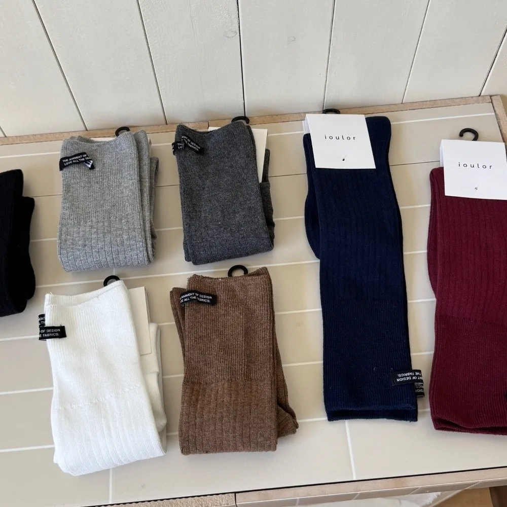 

Простые женские чулки в японском стиле, однотонные утолщенные гольфы, дышащие зимние носки до икры