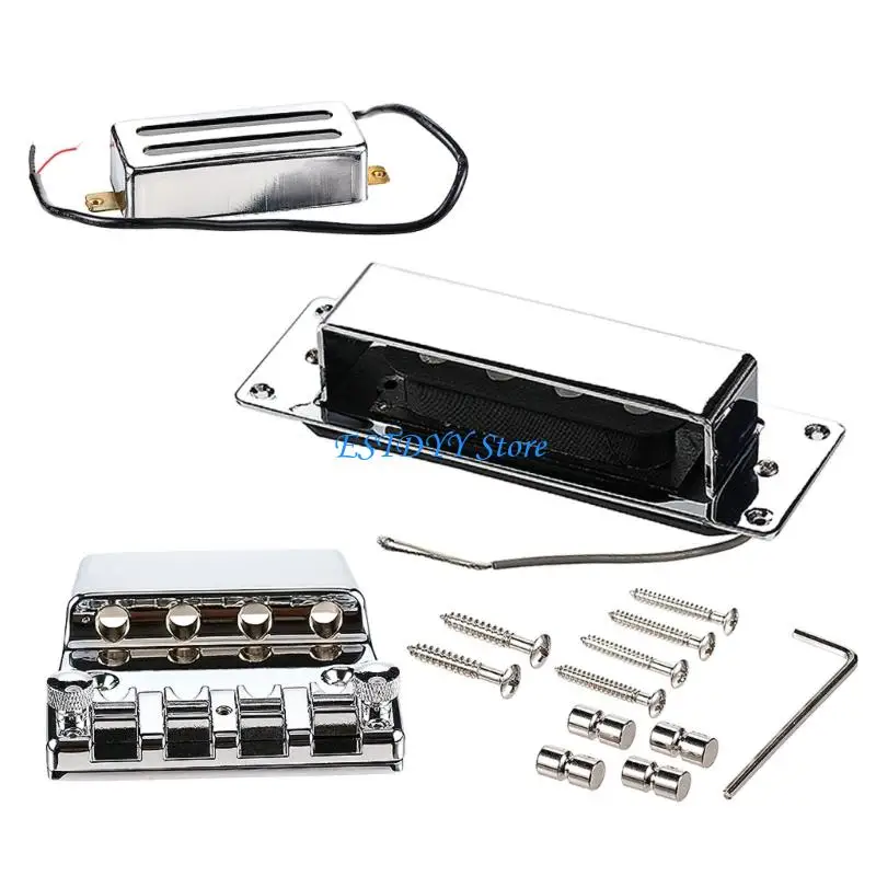 G6DE 4 String Bass Bridge and Pickup Combo Set Replacement Bass Guitar Bridge / Tailpiece & Pickups Accessory Enduring