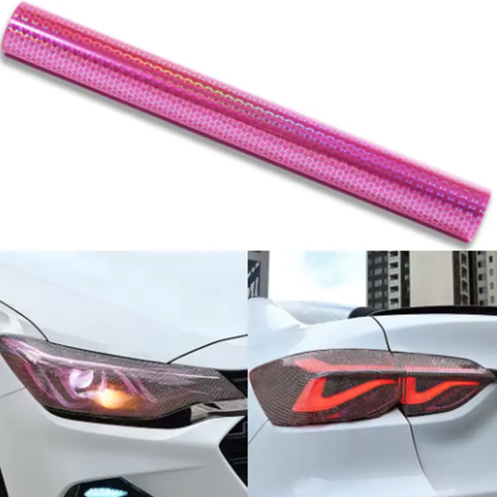 30CM Car Motorcycle Vinyl Wrap Foil Laser Honeycomb Headlight Taillight Tint Film Modify Color Changing Stickers Car Styling
