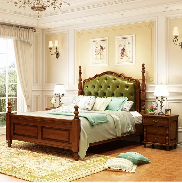 Square bed all solid wood room 1.8 meters double bed