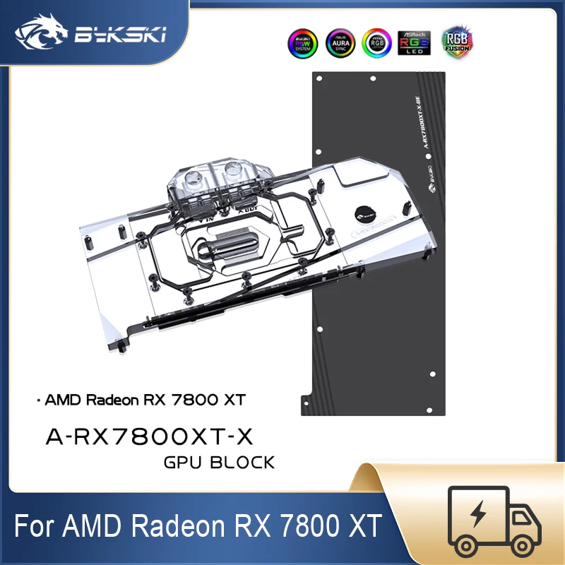 Bykski-gpu水冷ブロック、amd radeon rx 7800 xt、ビデオカード、A