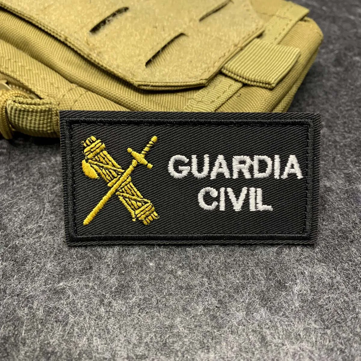 Cross Sword and Scroll Pattern Embroidered Patch Hook and Loop Morale Badge Text Applique Patch for Backpack Jacket Hat Decor