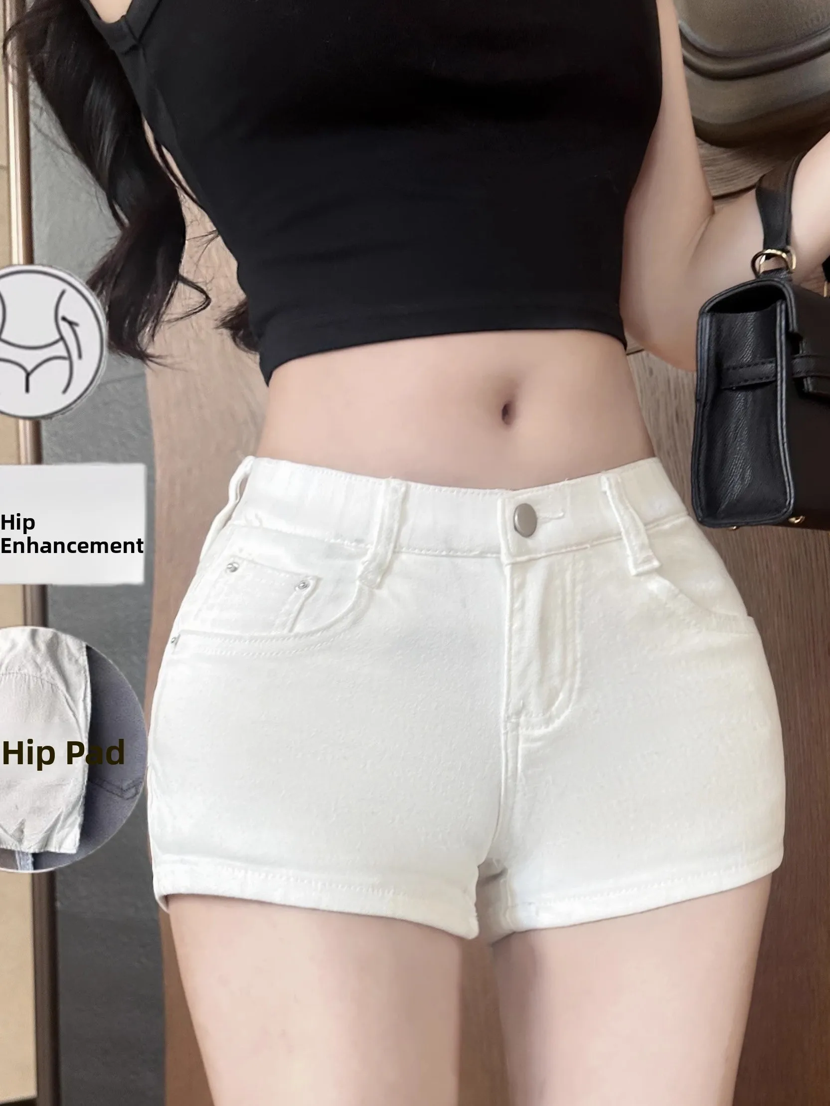 

White Slimming High Waist Denim Shorts Women's Summer New Style Sexy Tight Butt Enhancing Versatile Hot Pants Commute Style