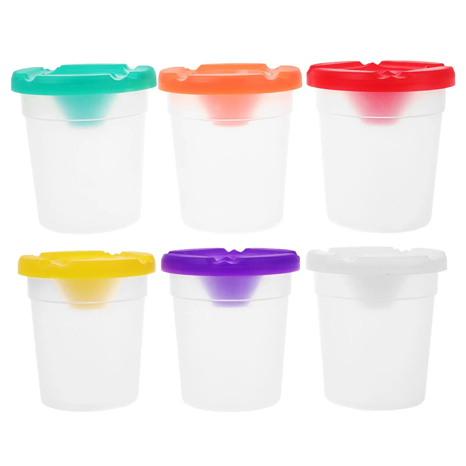 6 Pcs Washing Pen Cups Paint Toning Painting Accessories Drawing with Lid Child