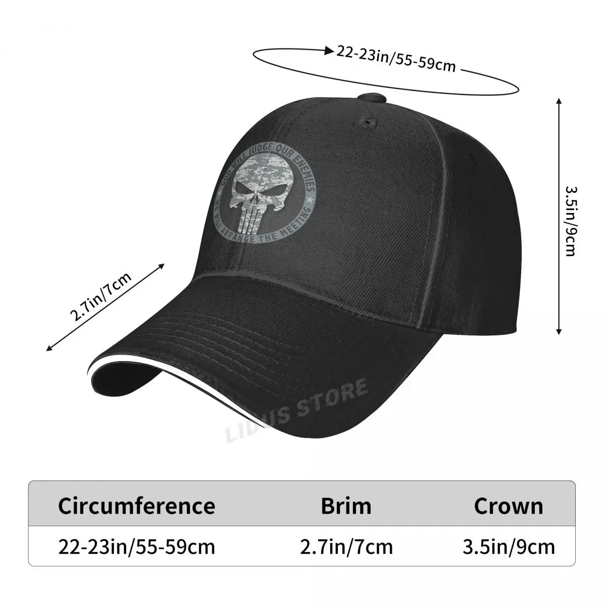 Movie Punisher Hat God Will Judge Ourenemies We Will Arrange The Meeting Print Men Baseball Cap Summer Adjustable Unisex Hats