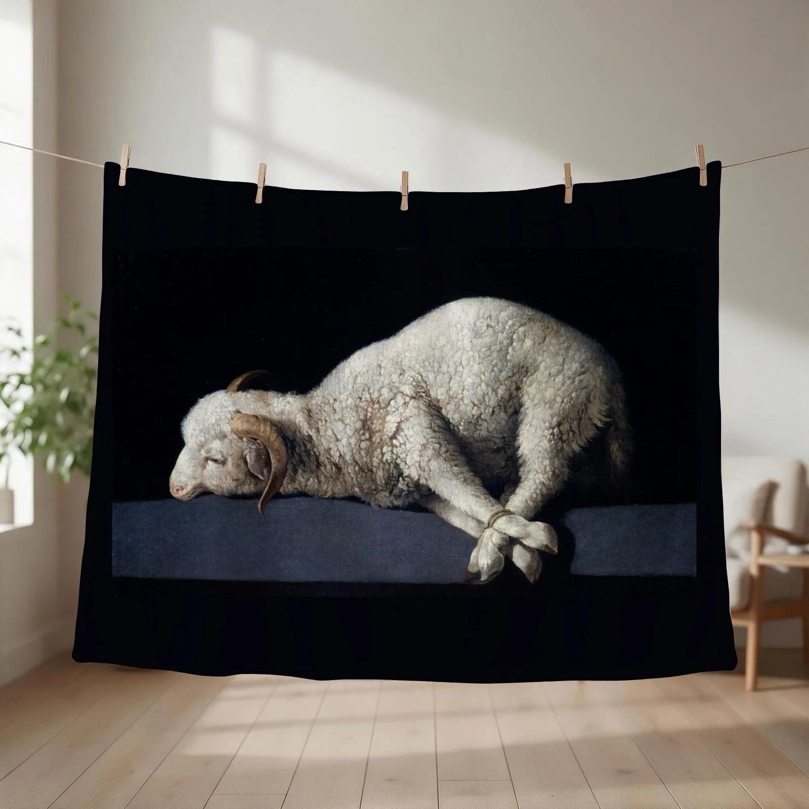 Agnus Dei Painting by Francisco de Zurbar??n Throw Blanket Camping Soft Beds Giant Sofa Multi-Purpose Blankets