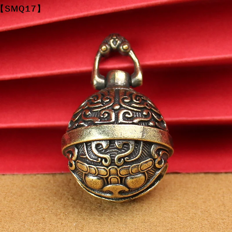 Vintage Brass Keychain Pure Copper Gluttonous Bell Car Key Chain Pendant Small Pendant Men And Women【SMQ】