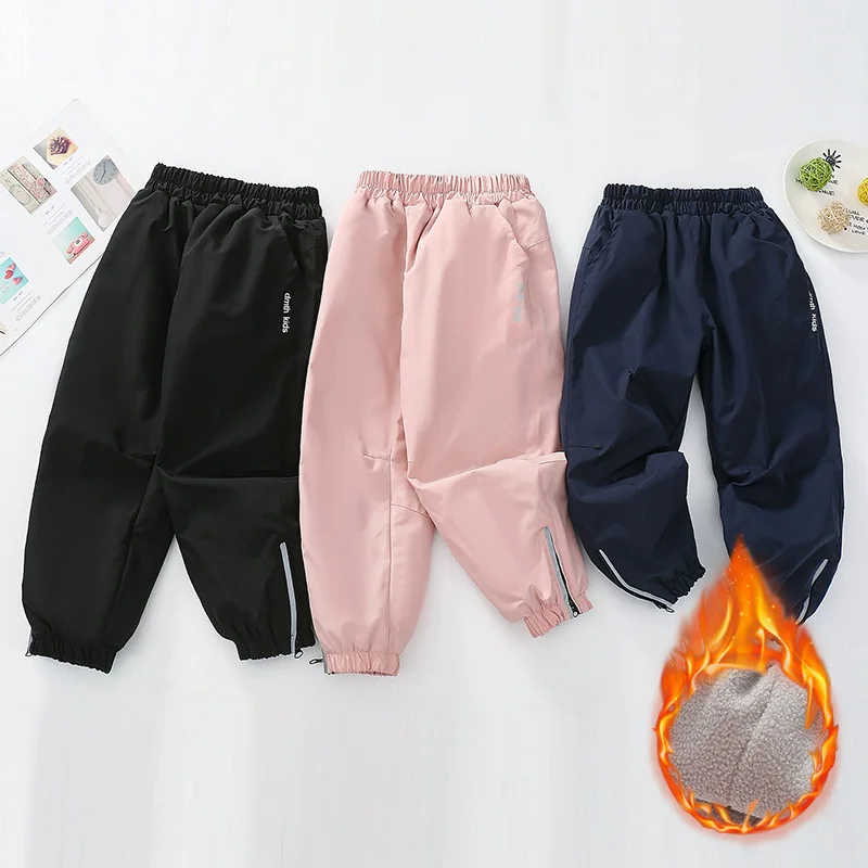 Boys & Girls Fleece Warm Ski Sweatpants 4-14 Years Kids Autumn Winter Trendy Windproof Waterproof Casual Outdoor Hiking Trousers