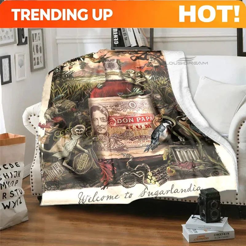 Customize Don Papa Rum Wine Art Patterns Blanket Animals Flannel Blanket Cosy Lazy Couch Cover Blanket Super Soft Sheet Mattress