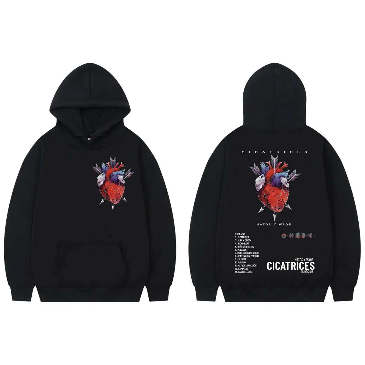 

Rapper Natos Y Waor Cicatrices Album Merch Hoodies Harajuku Hip Hop Hooded Sweatshirts Men Women Clothing Fashion Y2k Pullovers