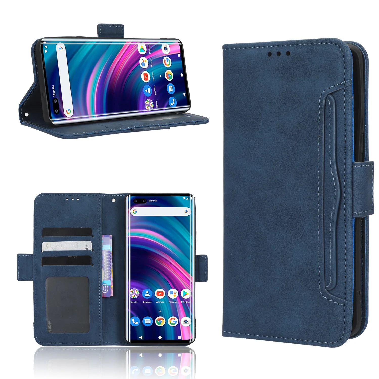 Capa de couro flip para BLU Bold N2 N0050UU, 6.6 ", tipo separado, botão magnético muitos Card Slot Wallet, prevenção de queda Phone Case