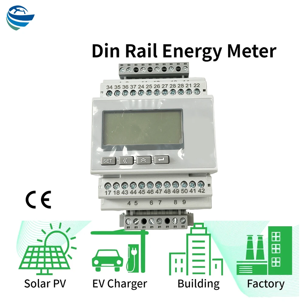 Din Rail 3 Phase Multiple Energy Meter Smart Energy RS485 MODBUS-RTU for IoT Using and Normal Electric Measurement
