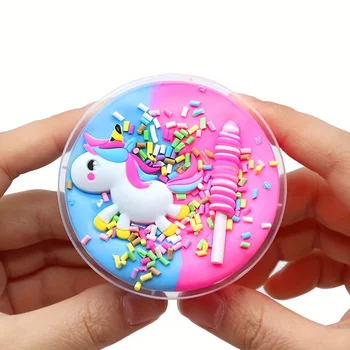 2.03oz renk Unicorn kabarık tereyağı balçık Diy süper yumuşak yanlış kek olmayan yapışkan balçık Charms malzemeleri hamuru modelleme oyuncaklar