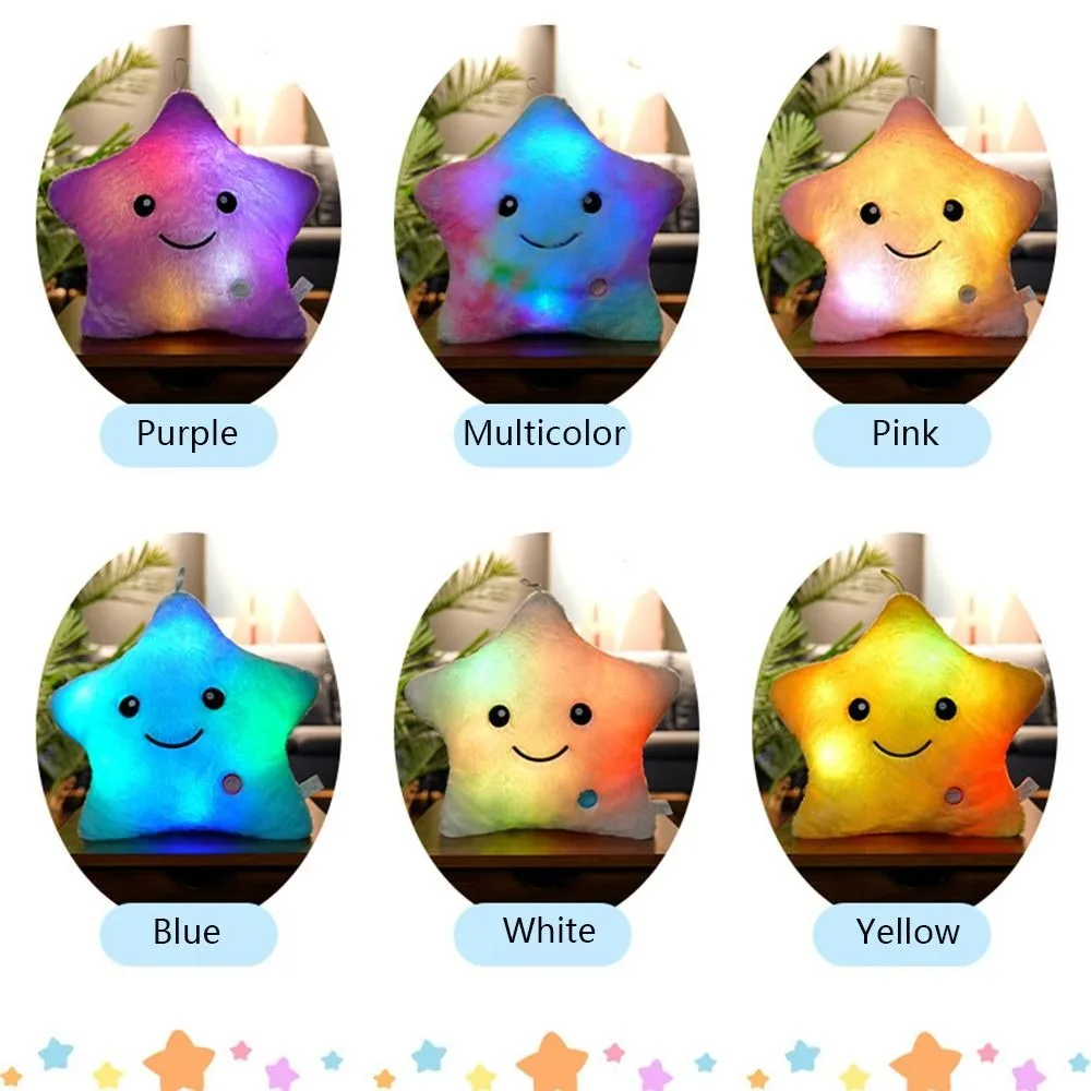 ของเล่นตุ๊กตาดาว LED อิเล็กทรอนิกส์ ของขวัญสำหรับเด็ก ของเล่นตุ๊กตาดาว LED ของตกแต่งบ้าน หมอนดาวนุ่ม
